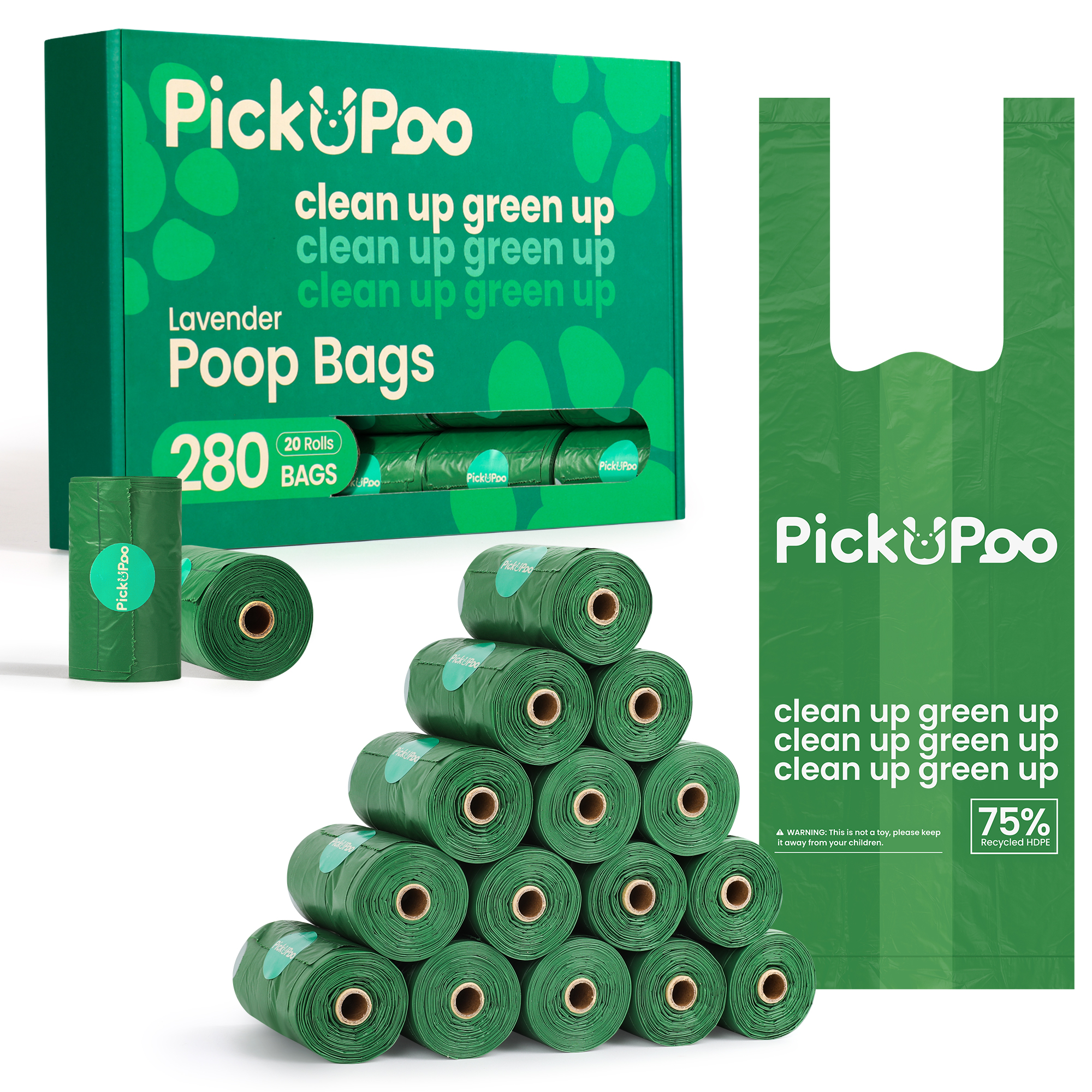 PickUPoo Lavender Scented 20 Rolls 280 Poop Bags